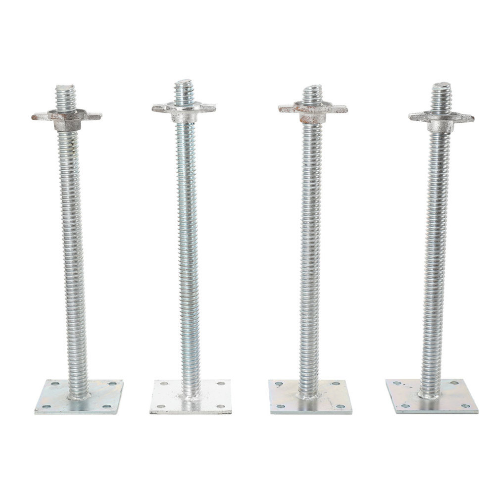 4PCS Scaffolding Leveling Jack with Base Plate 18″ Adjustable Solid Screw Jack