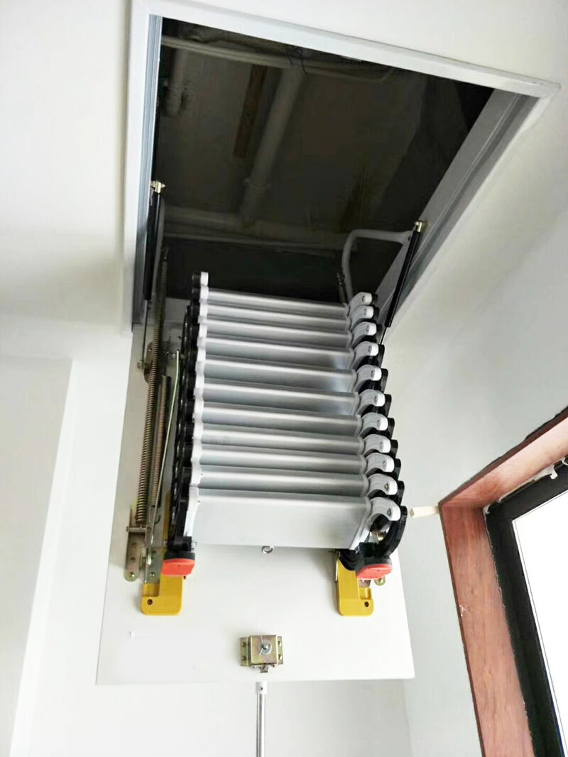 Attic Steps Pull Down 12 Steps Attic Stairs Alloy Attic Access Ladder, 9.8 feet