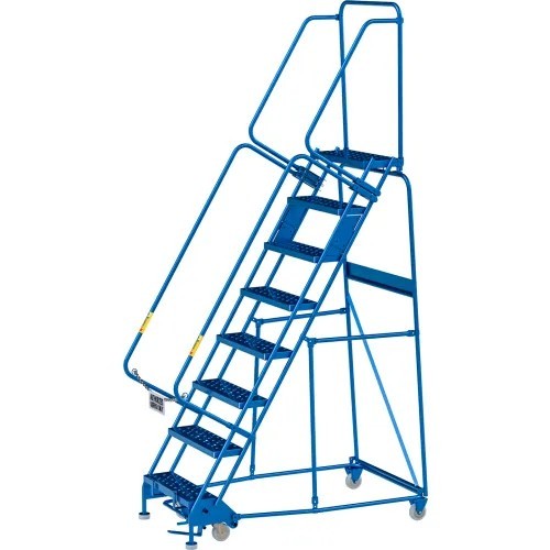 NEW 8 Step Steel Rolling Ladder, 24″W Perforated Step!!