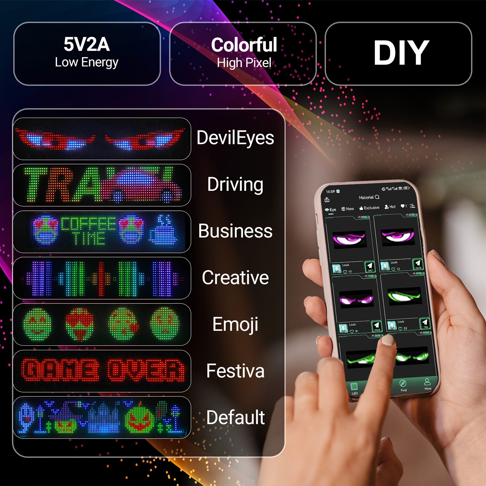 Programmable Flexible LED Display with App Control and USB Power
