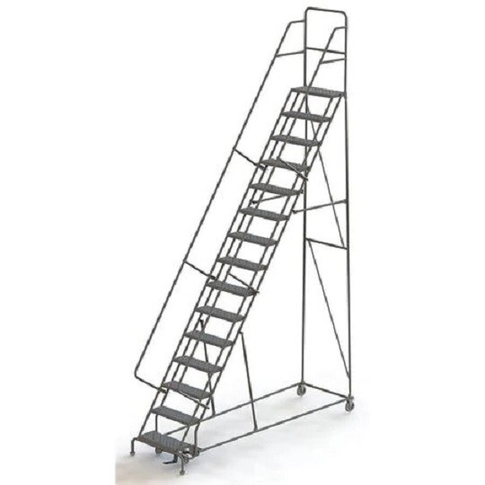 NEW! Tri-Arc 186 in H Steel Rolling Ladder, 15 Steps, 450 lb Load Capacity!!