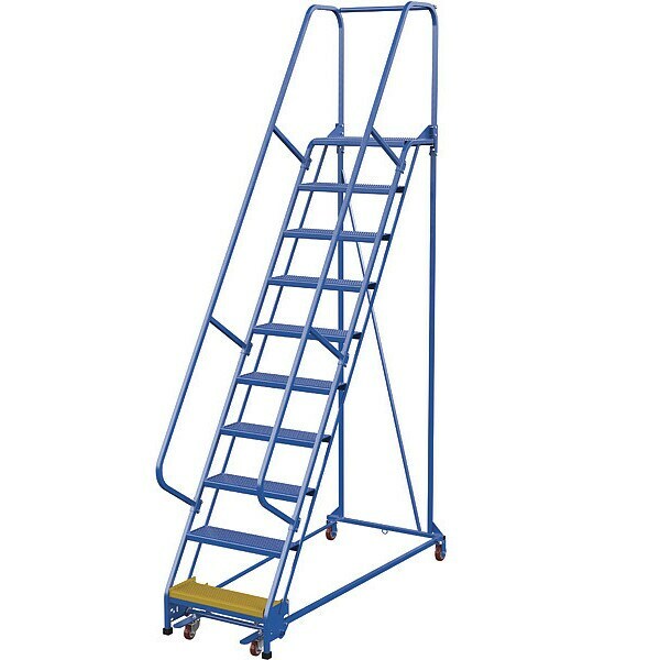 NEW! Vestil 10 Step Blue Steel Portable Warehouse Ladder Perforated 350lb Cap!!