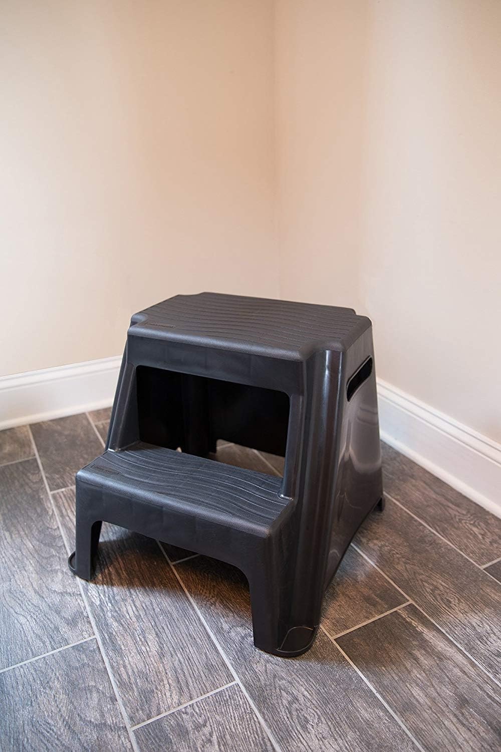 2-Step Molded Plastic Step Stool, Lightweight with Slip Resistant Treads