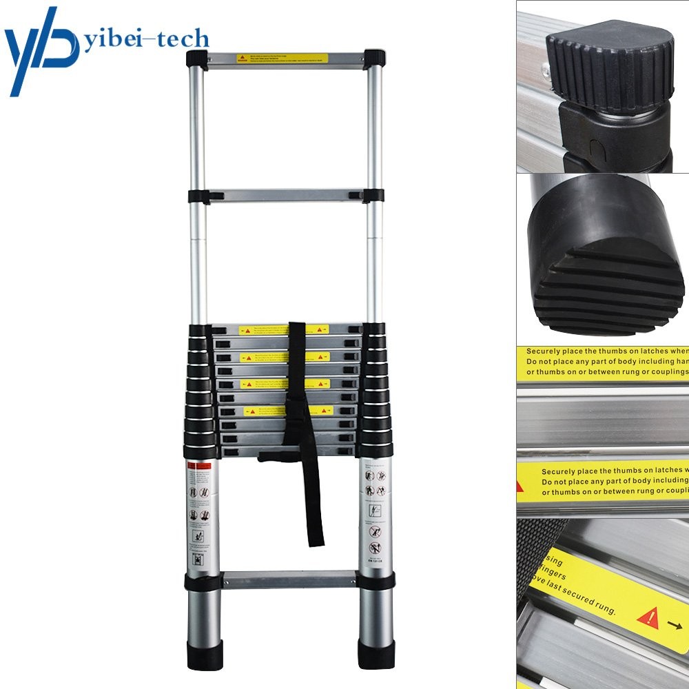 12.5FT Aluminum Multi Purpose Telescopic Extension Ladder Heavy Duty Step Ladder