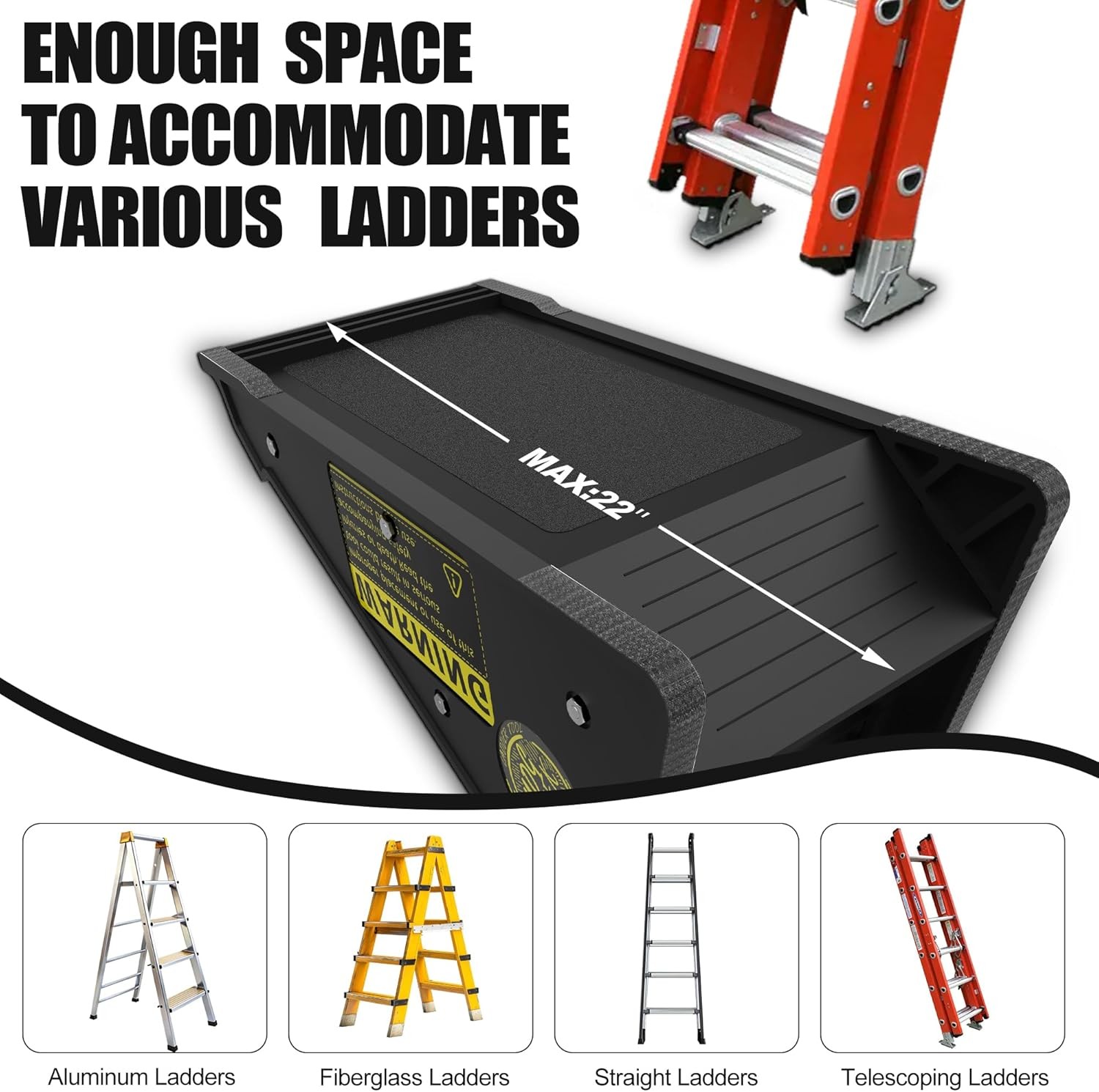 Ladder Leveler for Extension Ladders with Storage Uneven Surfaces Black