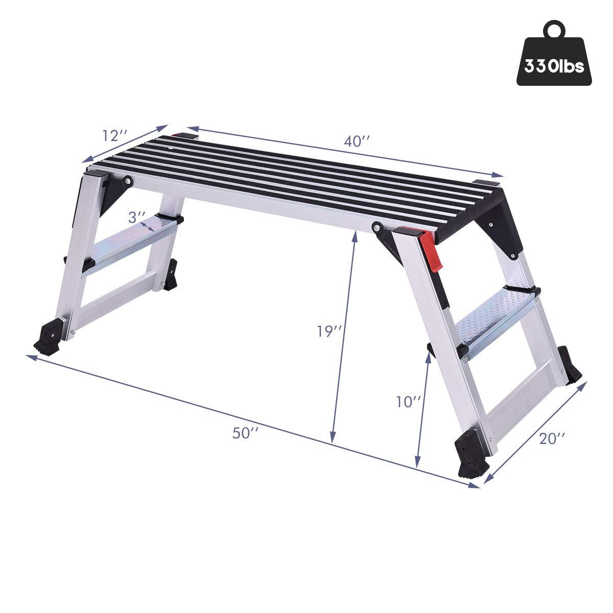 40 Inch Widen Aluminum Work Platform Step Stool for Car Washing Cleaning 330 LBS