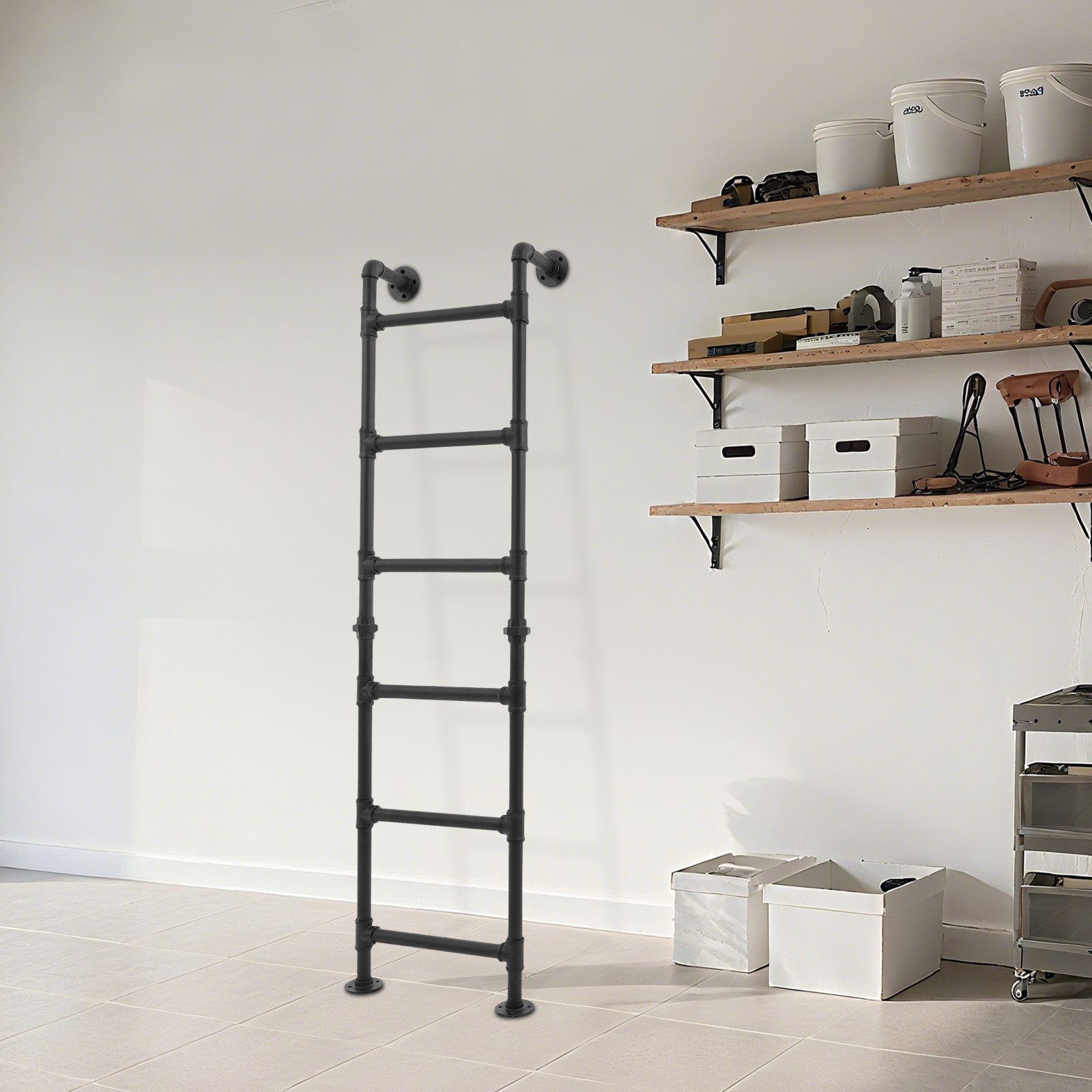 Metal Step Ladder Attic Loft Metal Wall Mounted Bed Ladder Window Well Ladder