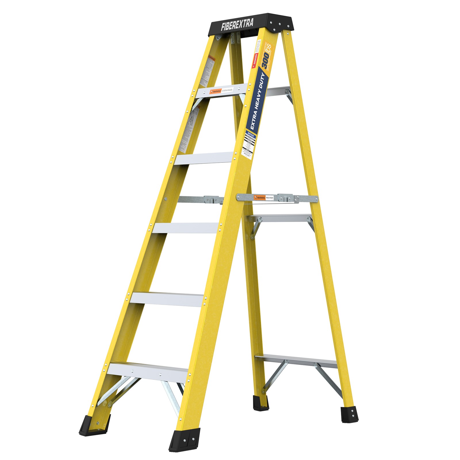 6 Step Fiberglass Reinforced Single Side Ladder Lightweight Access Ladder Yellow