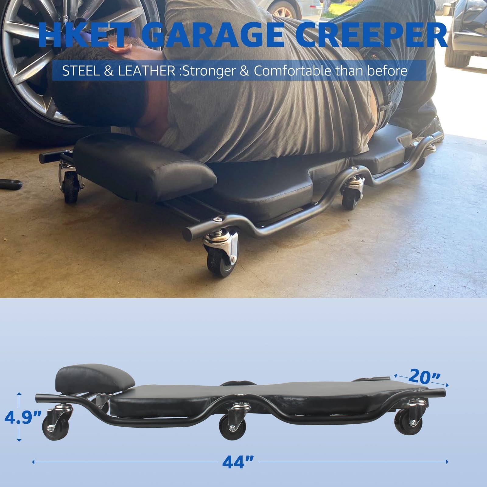 HKTE 44 inches Heavy Duty Garage Creeper, Low Profile Design, Durable Metal F…