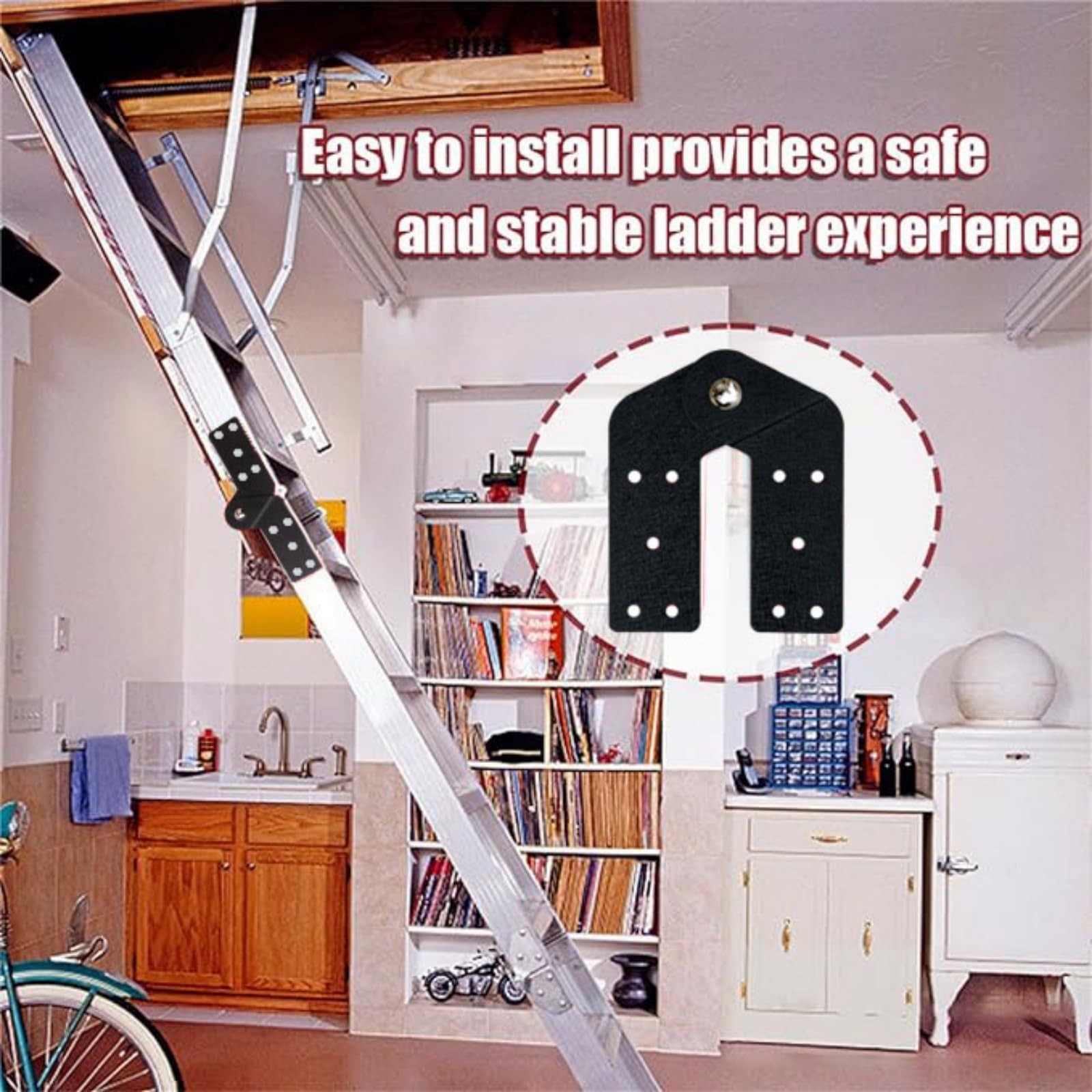 Attic Ladder Hinge Parts 5.5×4.7inch, Black