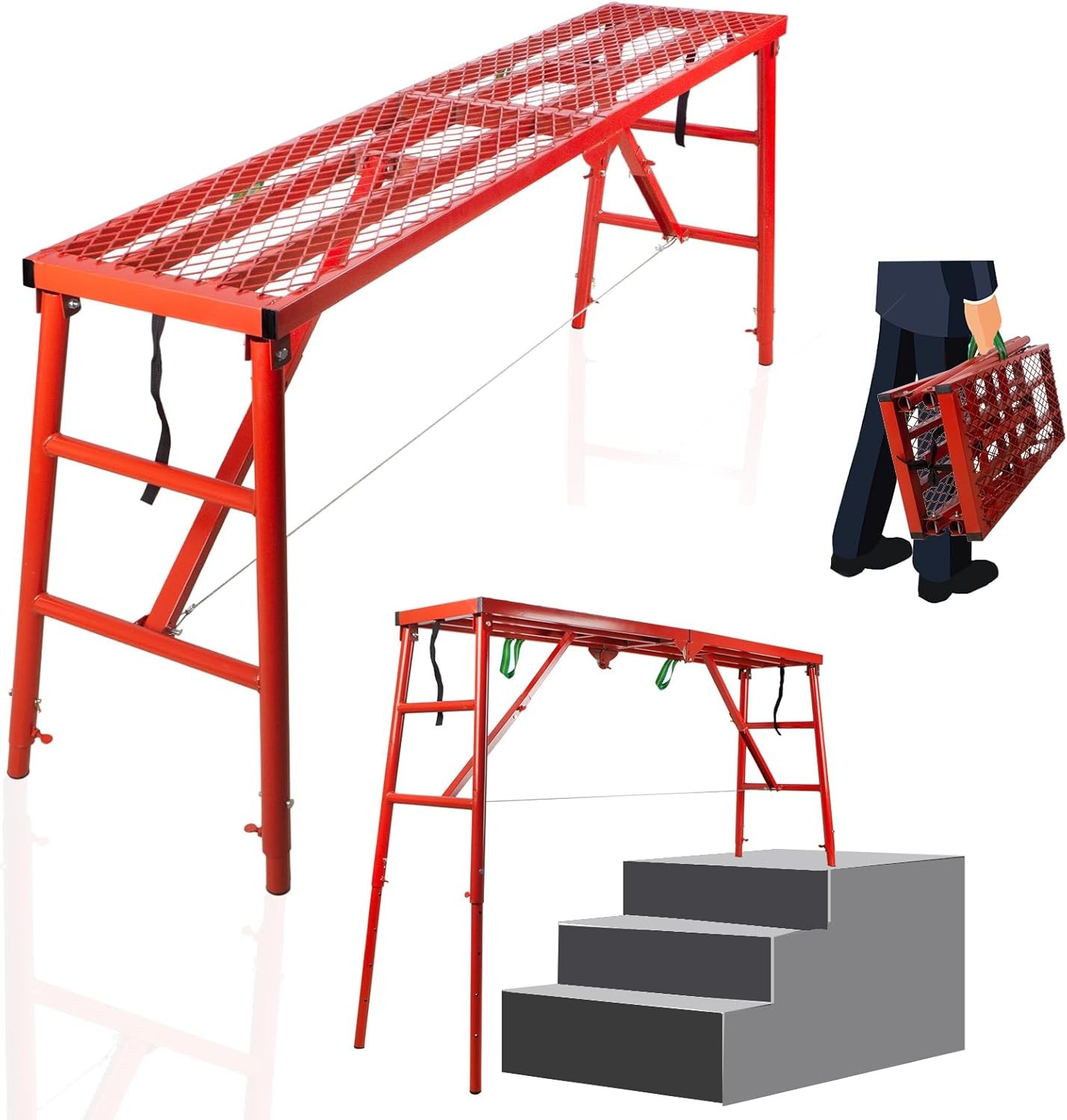 NETRCRHOM Folding Scaffolding Platform, 71(L) x15.7(W) x51(H)”770 Lbs