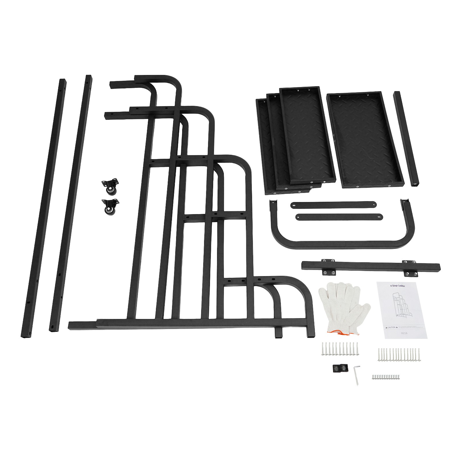 4-Step Stair Industrial & Warehouse Stair Rolling Stair Ladder w/ Wheels 150kg
