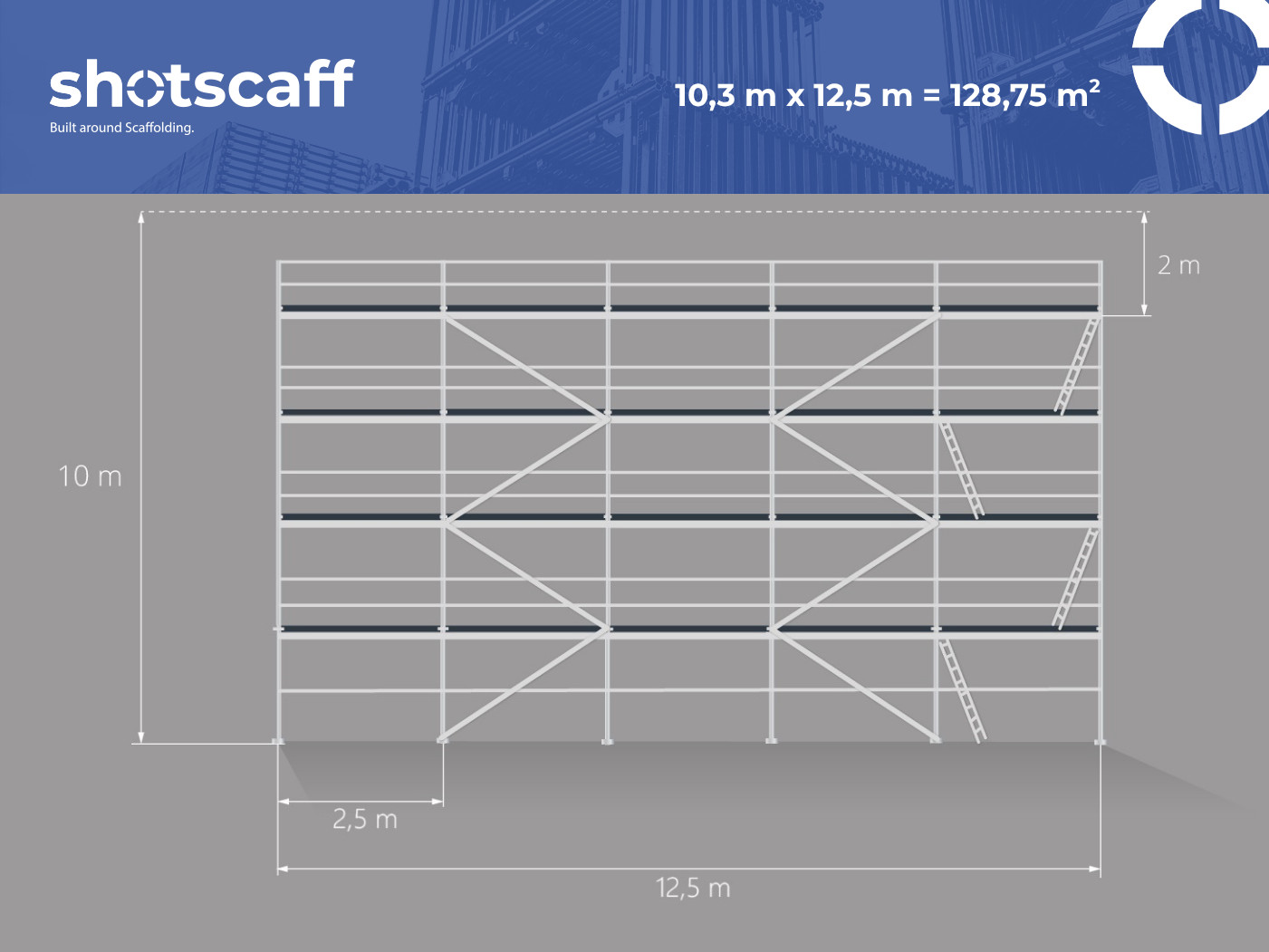 Steel scaffolding for facade 130 m2 wooden floor 2.5 m scaff 74 new & free sh…