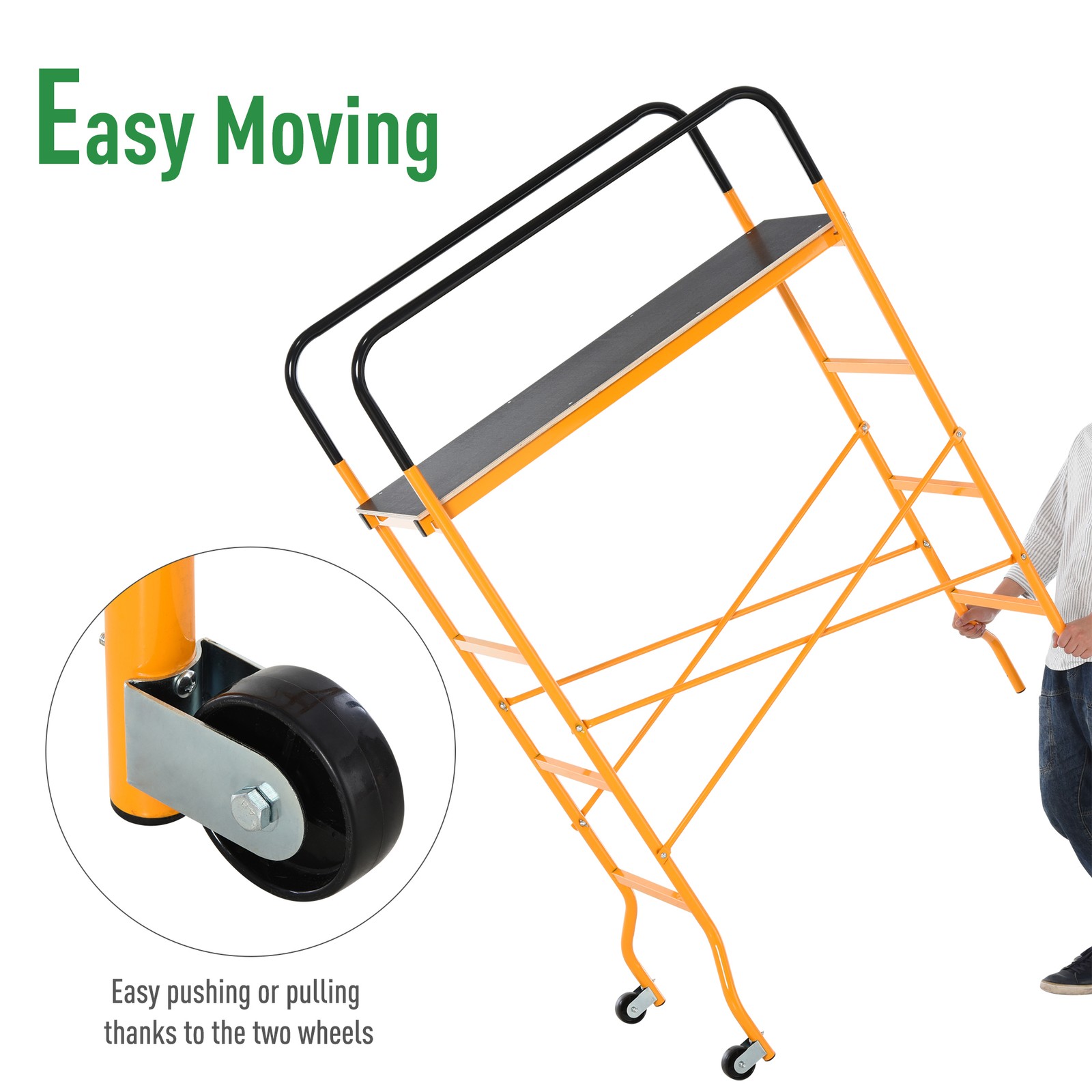 4-Step Steel Steel Scaffold 2 Wheels Platform Anti-Skid Film