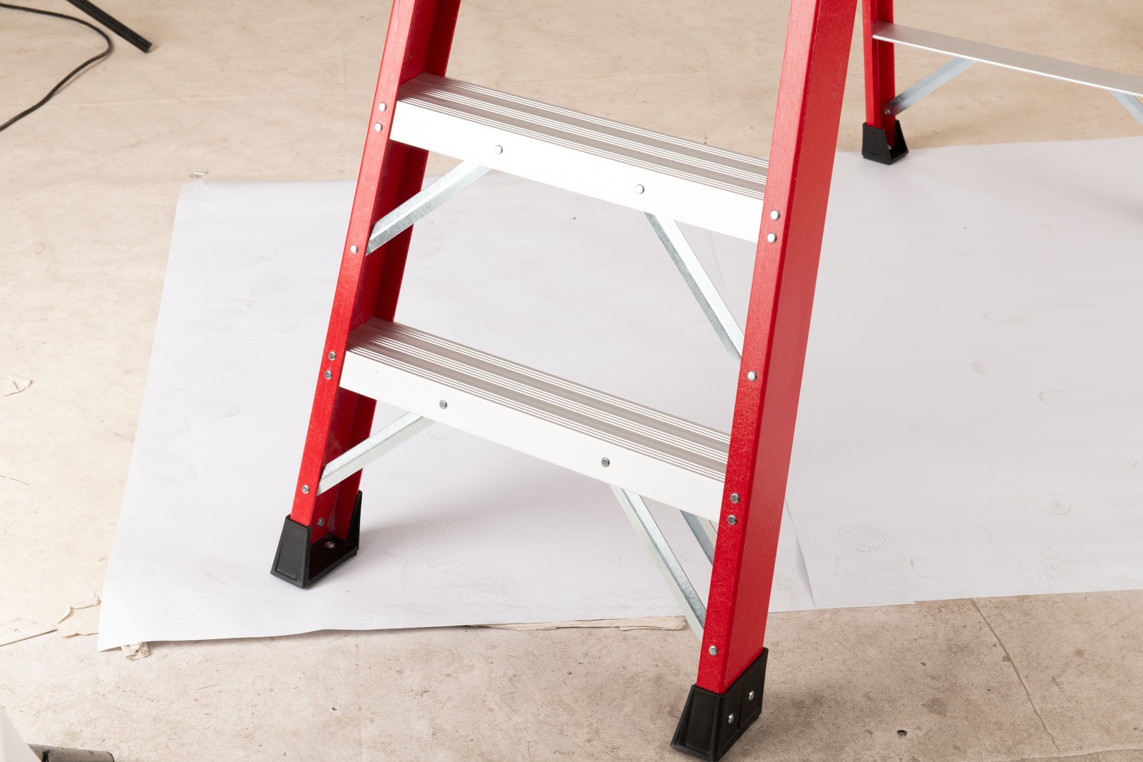Red 7 Steps Fiberglass Ladder 330LBS Load Tool Tray for Home & Job