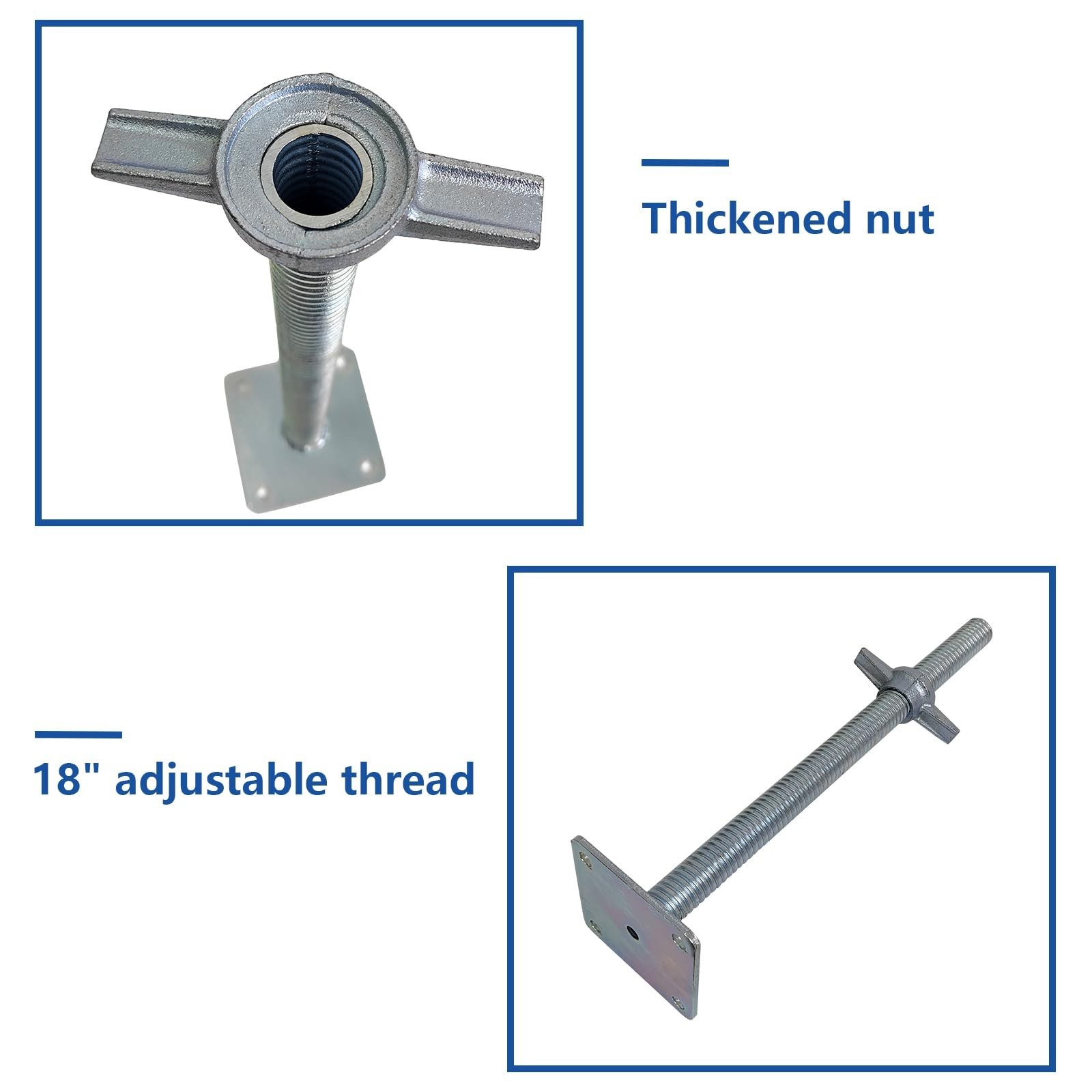 4 Pack Adjustable Leveling Jack Feet Screw Hollow Leg for Baker Scaffolding