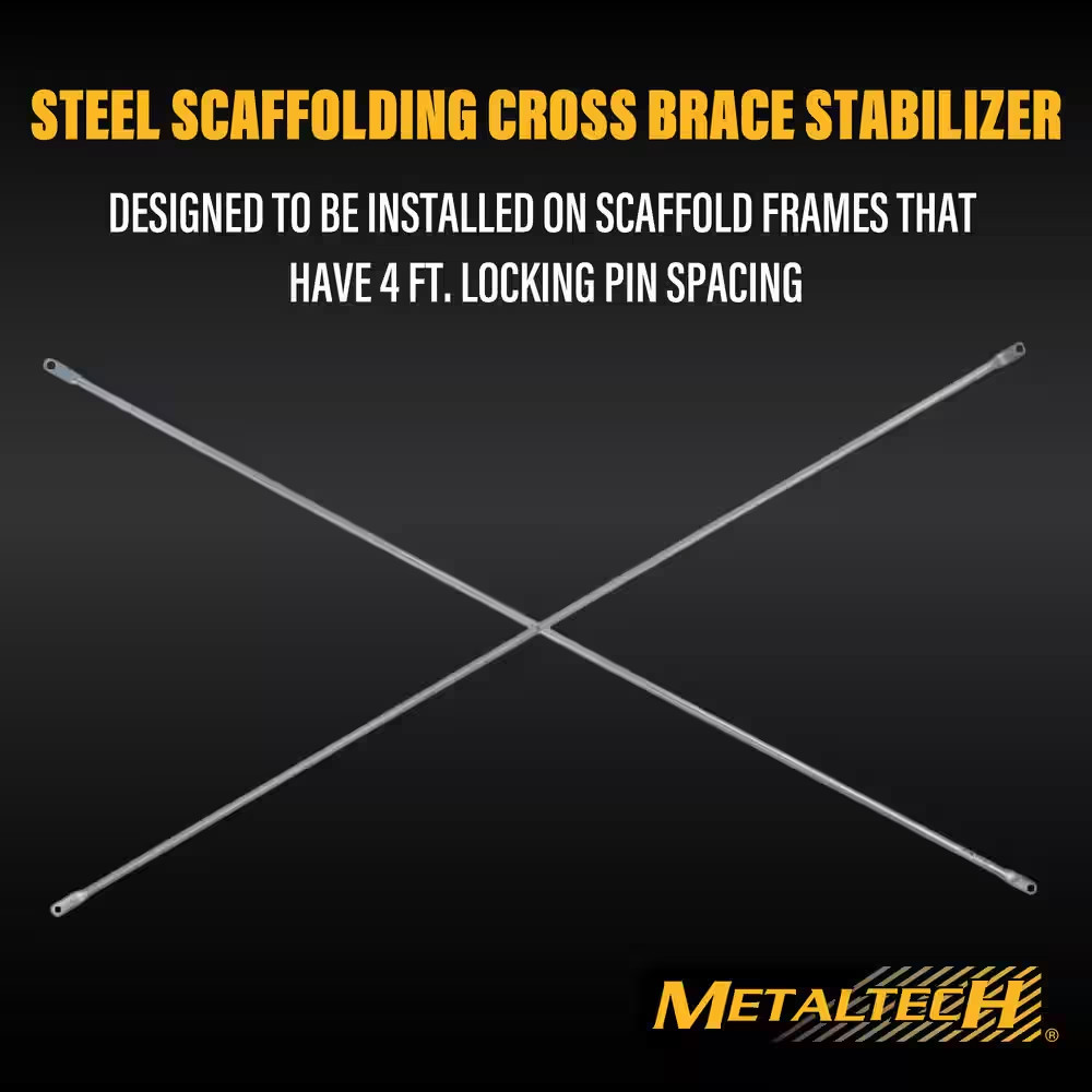 7 Ft. X 4 Ft. Galvanized Steel Squaring Cross Brace for Scaffolding Frames, 4-Pa