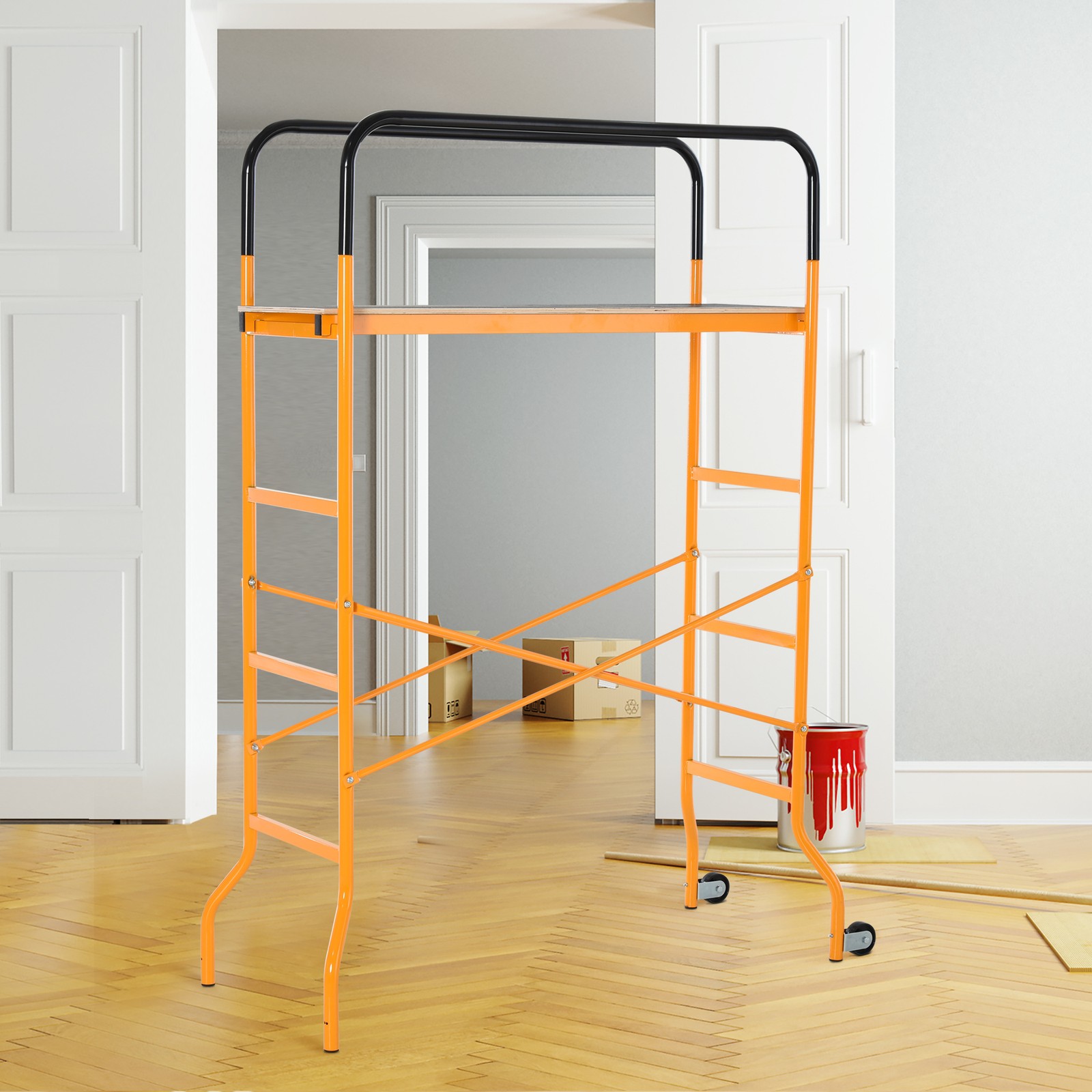 4-Step Steel Steel Scaffold 2 Wheels Platform Anti-Skid Film