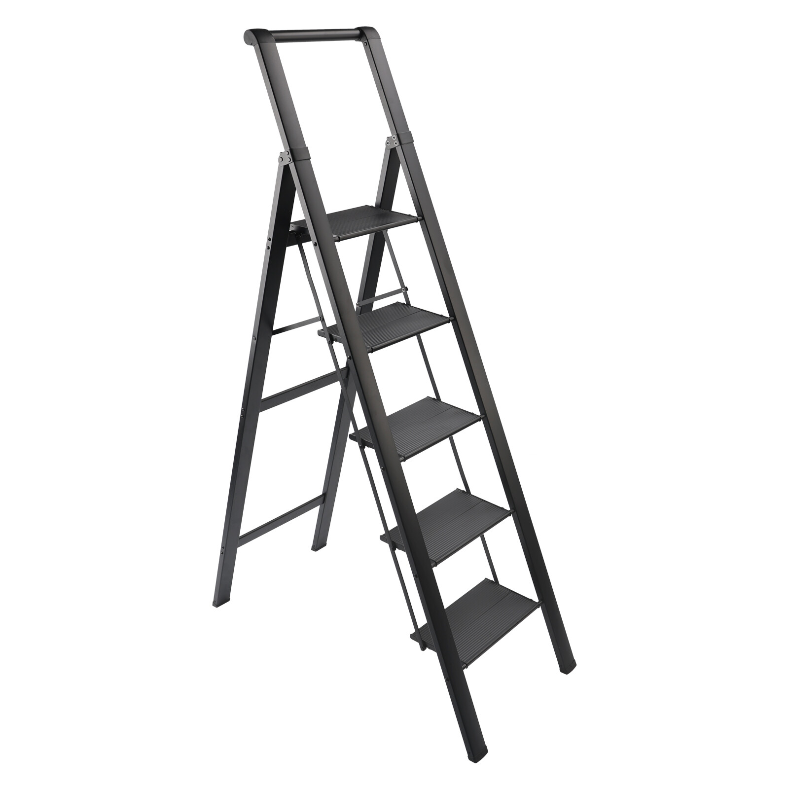 5 Step Ladder, Foldable Step Stool, Aluminum Step Ladder with Anti-Slip Pedal E4