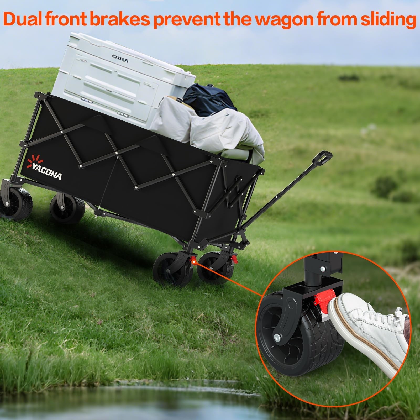 Extra Large Collapsible Wagons Carts Foldable, 450lbs Heavy Duty Folding Beac…