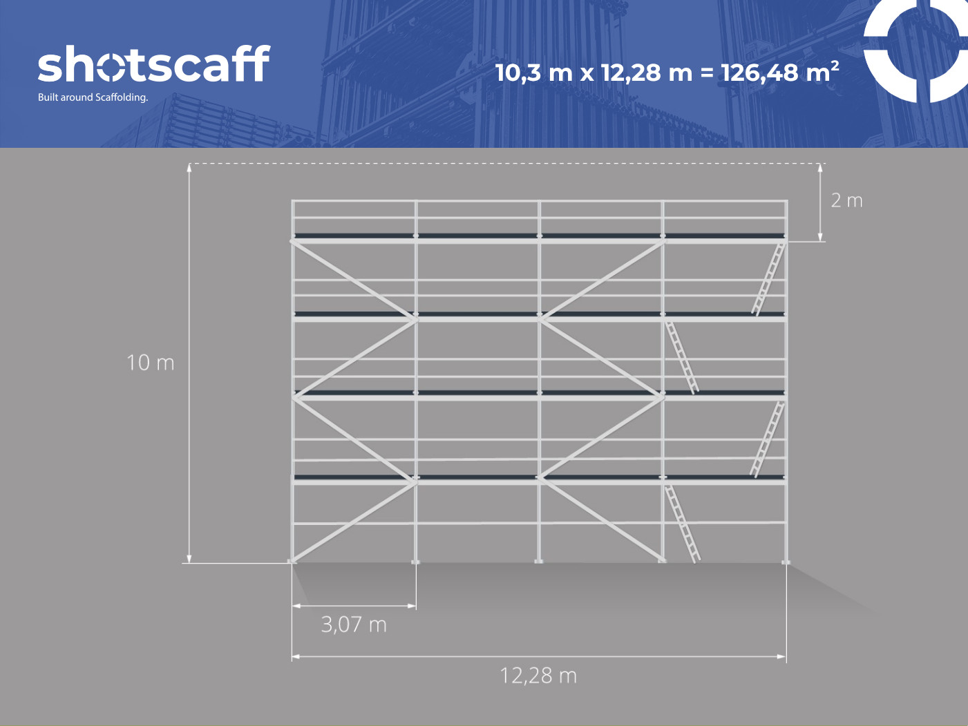 Professional facade scaffolding steel construction 125 m2 SCAFF 73 free shipp…
