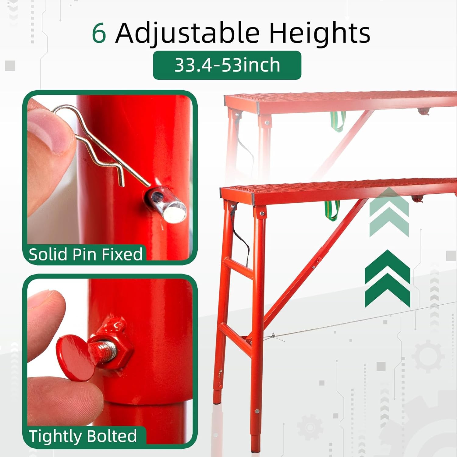 NETRCRHOM Folding Scaffolding Platform, 71(L) x15.7(W) x51(H)”770 Lbs