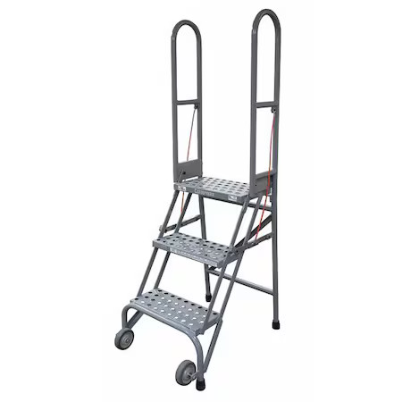 COTTERMAN SAS2A6E10B8C1P6 50 in H Steel Folding Rolling Ladder, 2 Steps, 350 lb