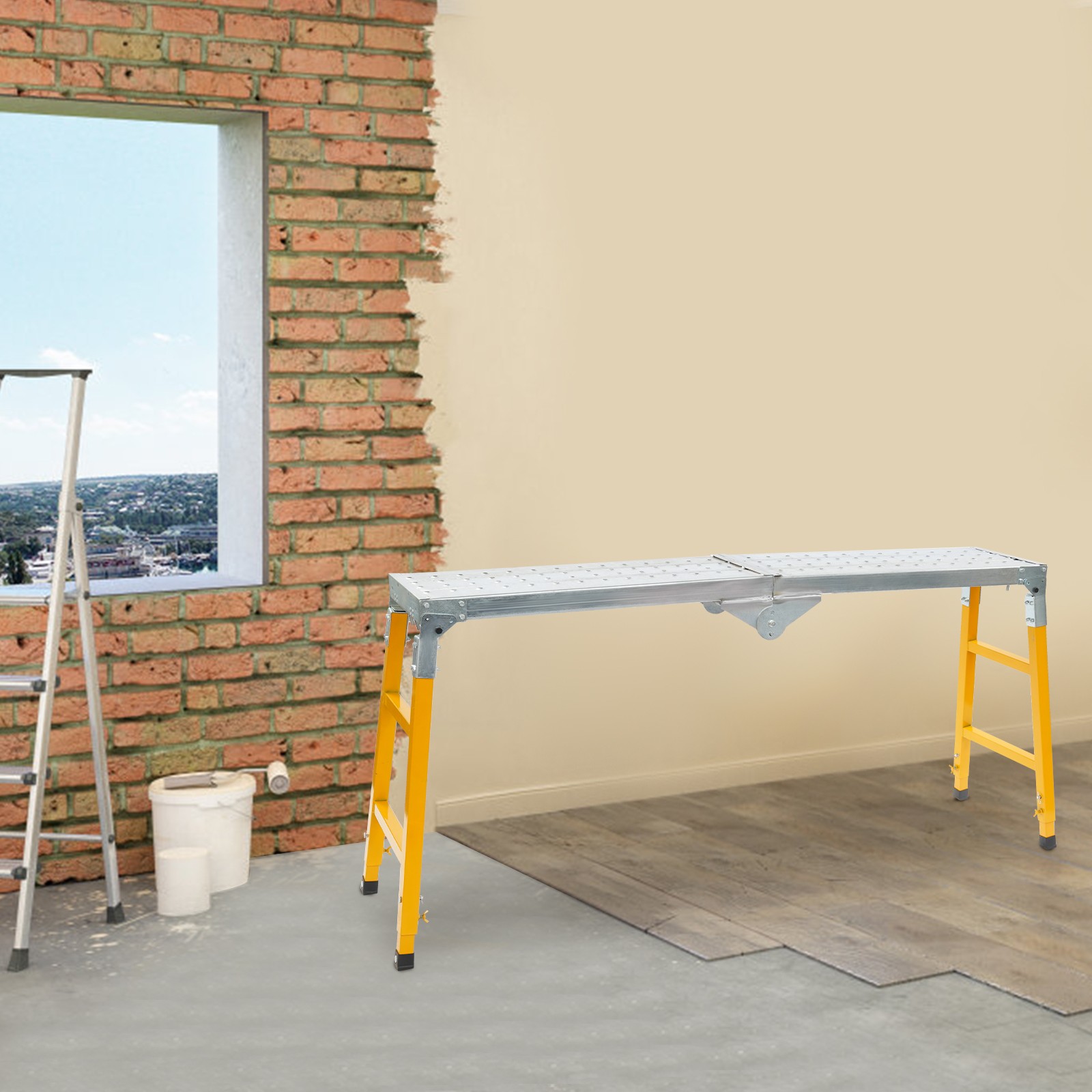 Portable Work Platform Adjustable Q235 Steel With Folding Legs Garage/office
