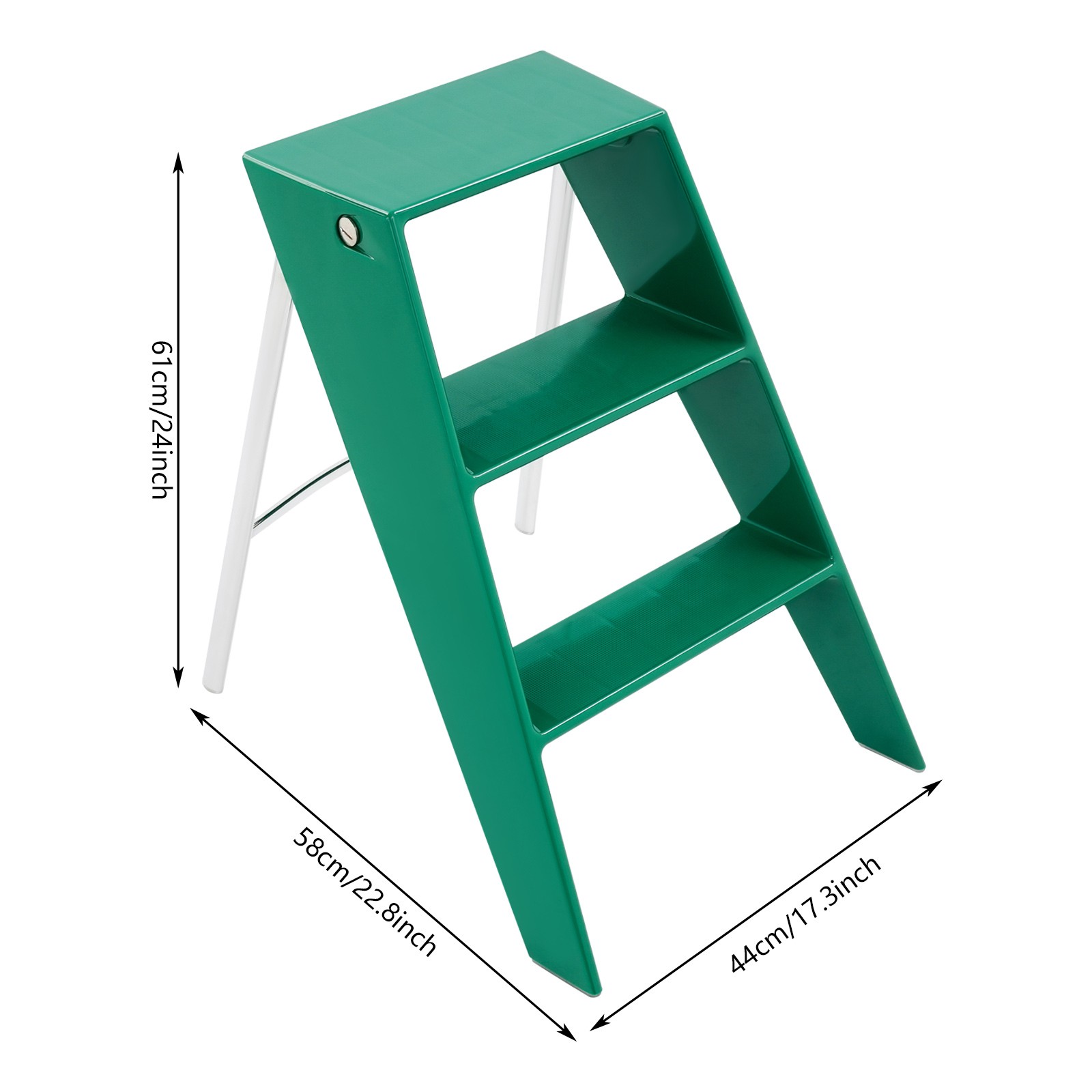 Folding 3-step Iron Stool For Adults Anti-slip Step Ladder Load-capacity 100kg