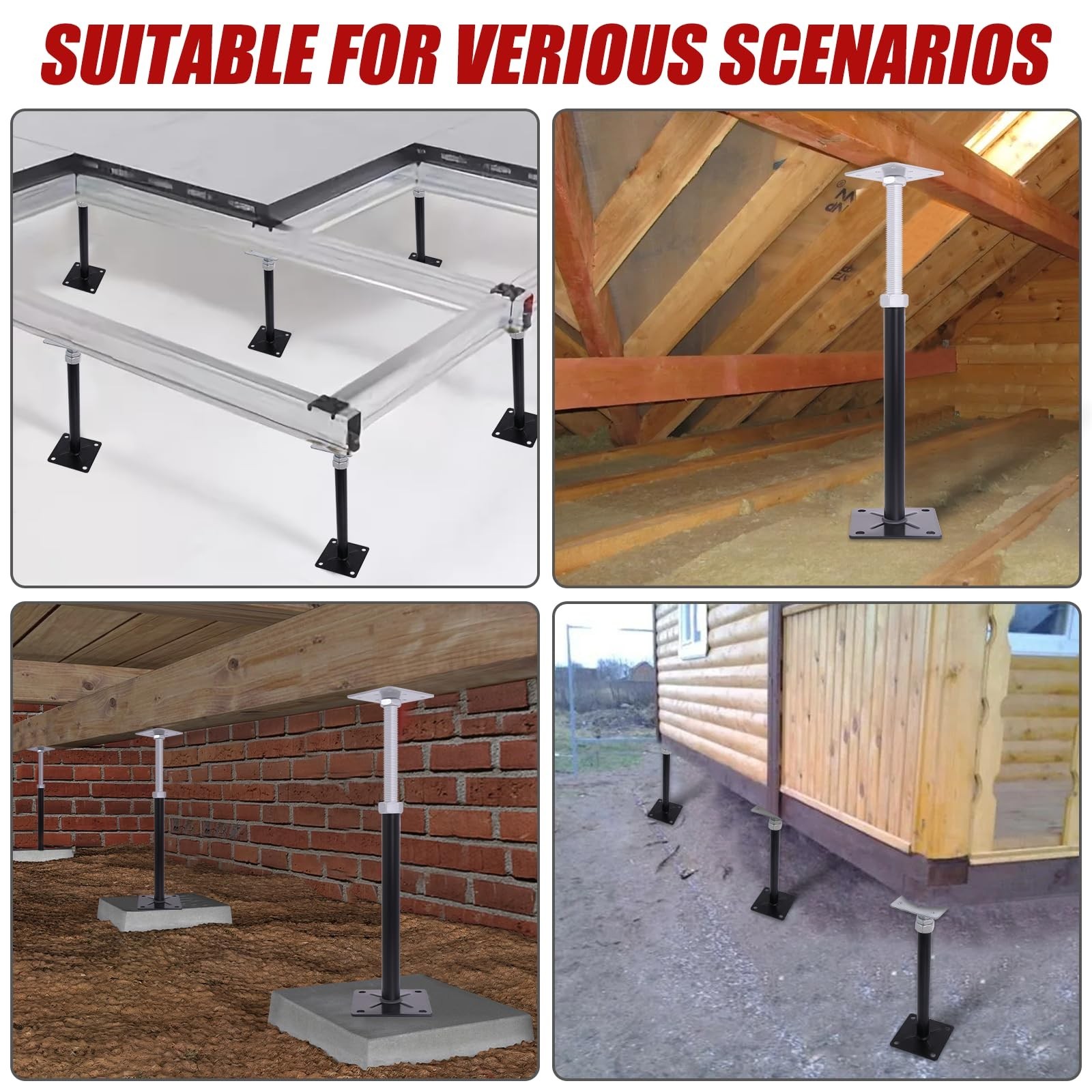 Adjustable House Floor Jacks, 4 PCS Post Floor Joist Jacks for Leveling, 11″ …