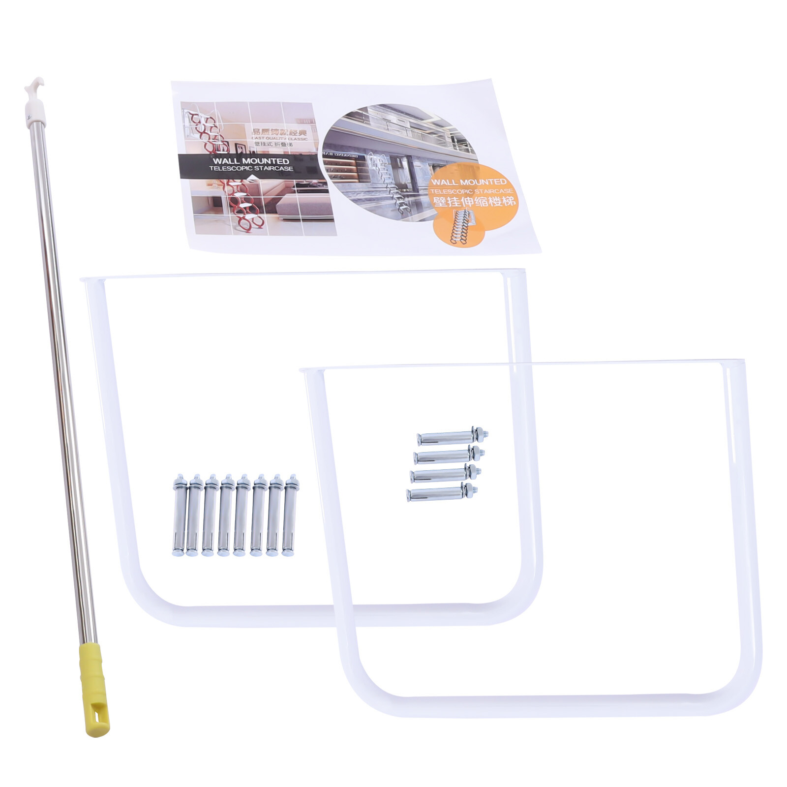 12-Steps Attic Extension Ladder 10.17ft Narrow Wall Mounted Folding Loft Stairs