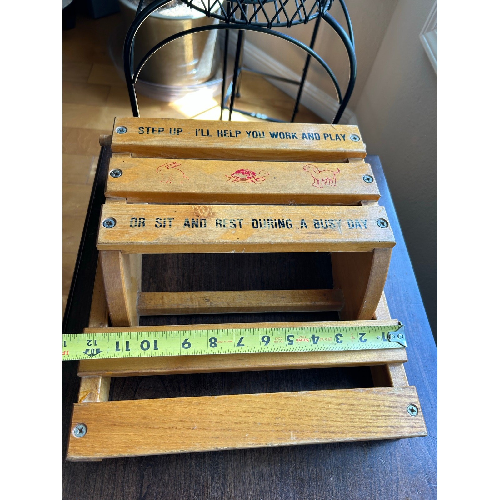 vintage Nu-Line Industries wood children’s folding step stool chair combo 1950s