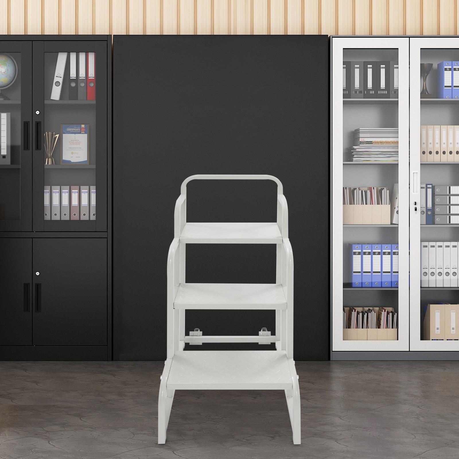 350kg Capacity Grocery Stair Mobile Store Ladder 3-Step Supermarket Shelf Ladder