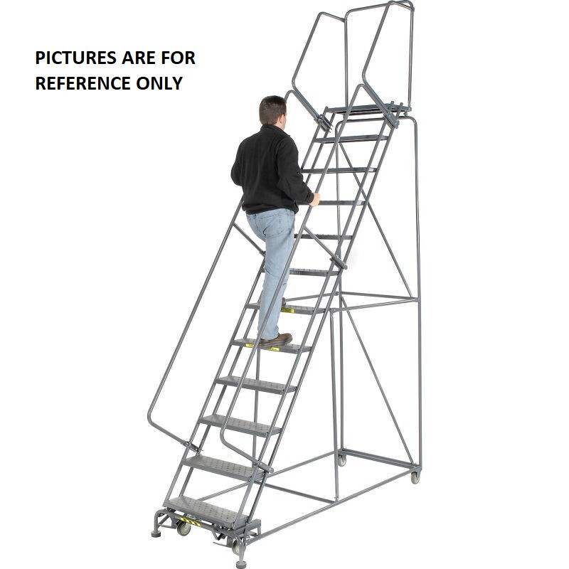 NEW! Ballymore 133 in H Steel Rolling Ladder, 10 Steps, 450 lb Load Capacity!!