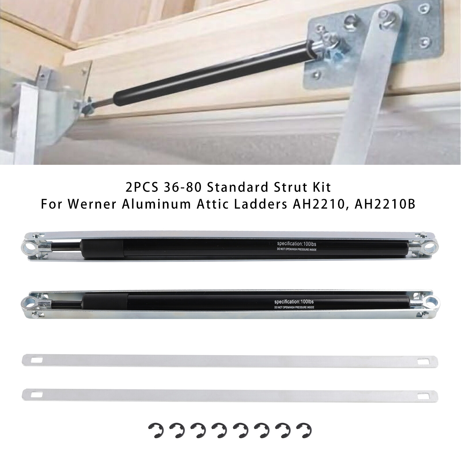 2x 36-80 Standard Strut Kit For Werner Aluminum Attic Ladders AH2210 AH2210B US
