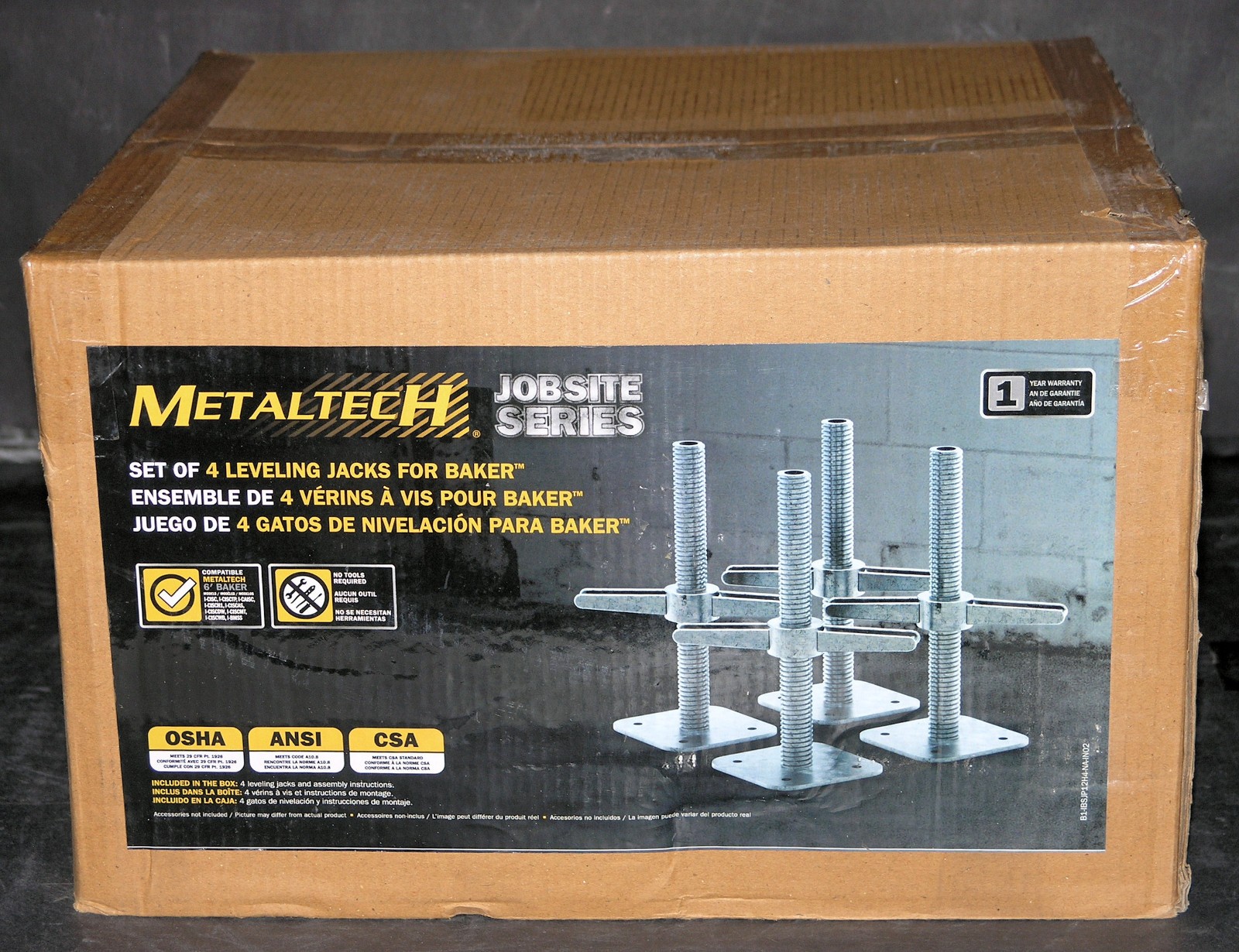 MetalTech Scaffolding Platform 12″ Leveling Jacks Galvanized Steel 4-Pack NIB