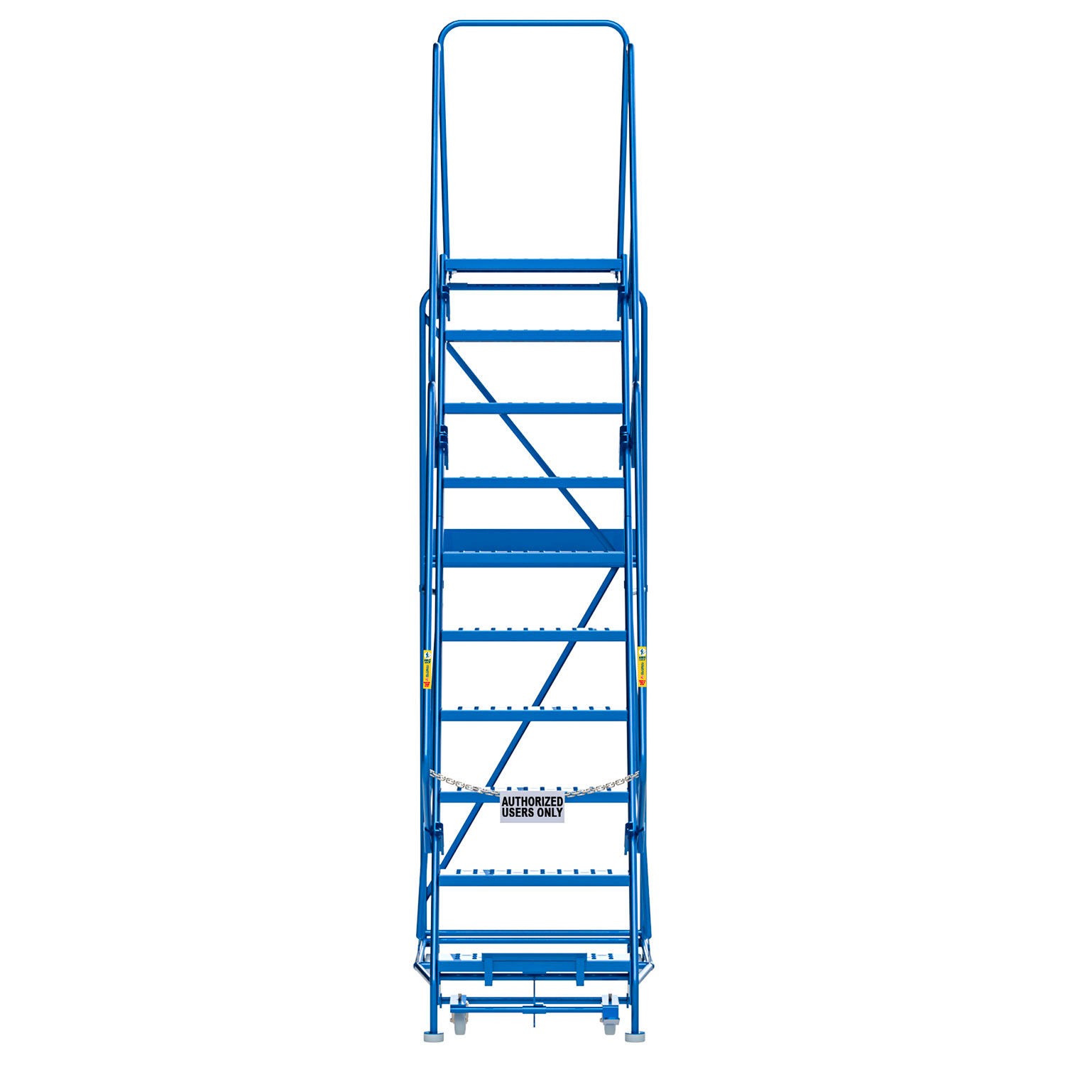 Global Industrial 10 Step Steel Rolling Ladder with 24″W Perforated Step Blue