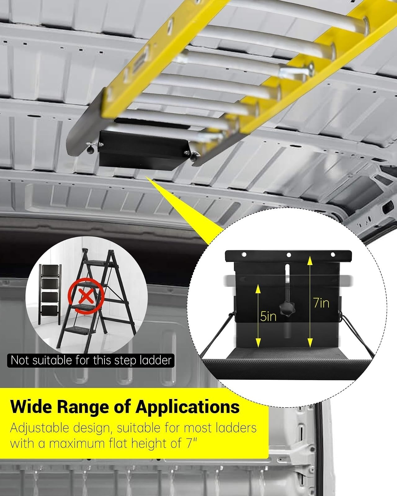 Adjustable Interior Ladder Storage Holder for Van/Trailer/Truck