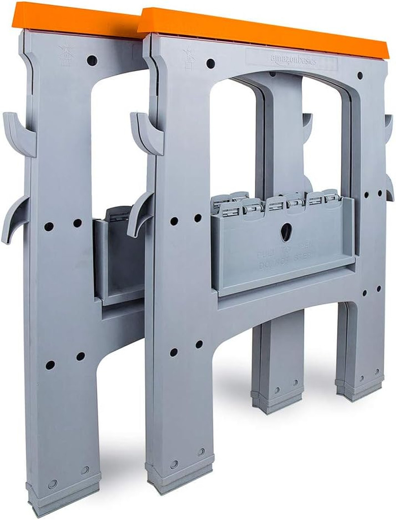 Rectangular Folding Sawhorse – Set of 2, 900 Pound Capacity, Orange and Grey