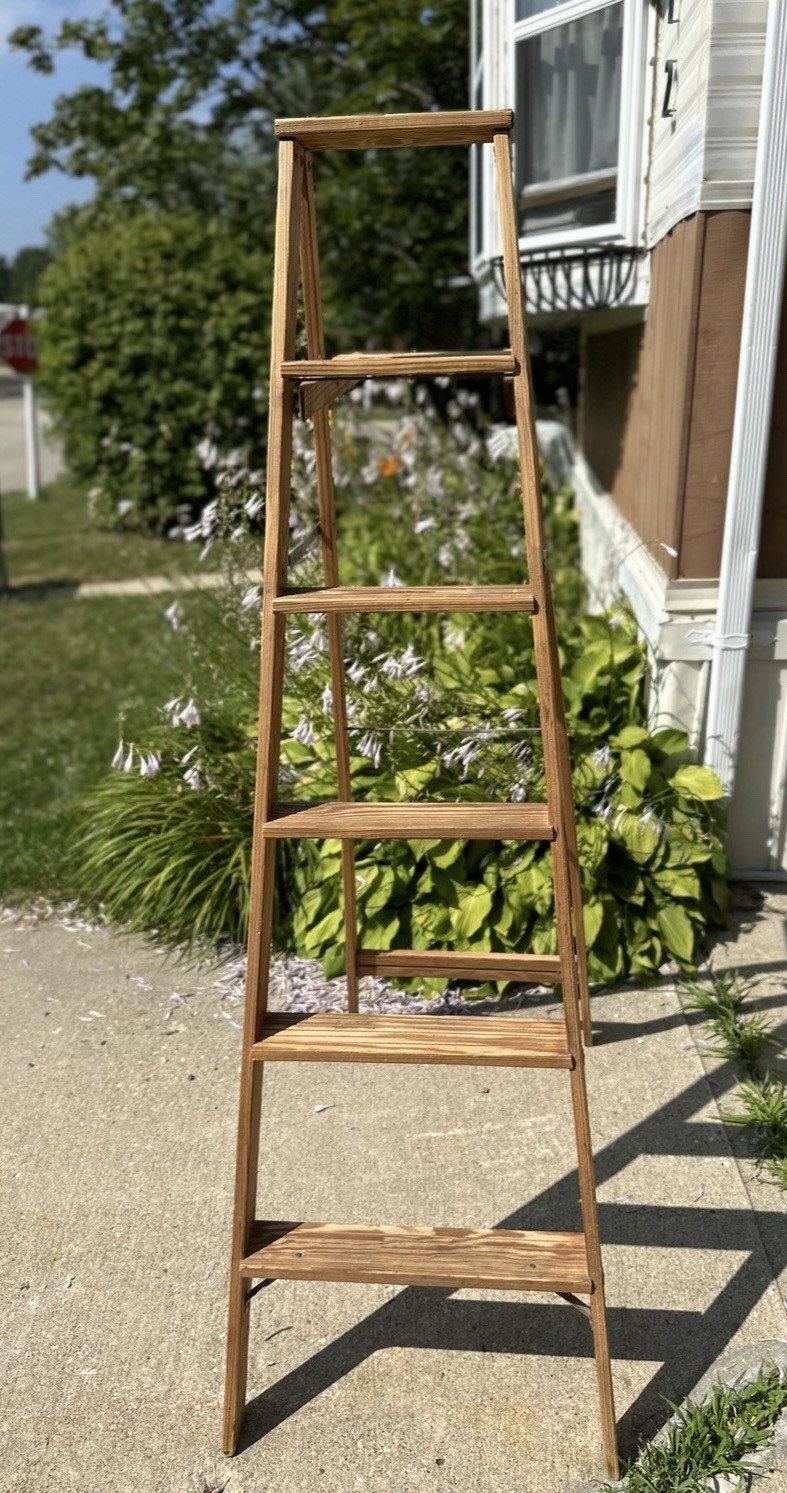 Vintage KELLER 6’ Foot Wooden Folding A-Frame Step Ladder – 6 Steps Farmhouse