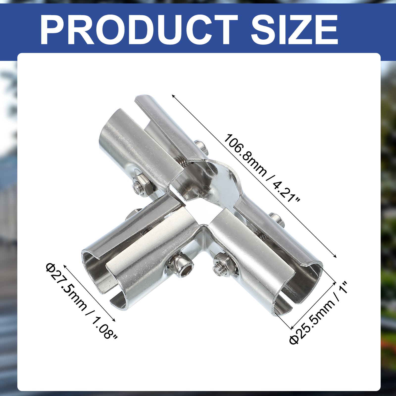1″ 4 Way Pipe Clamp Connector, 2 Pcs Link Fence Clamps, Silver