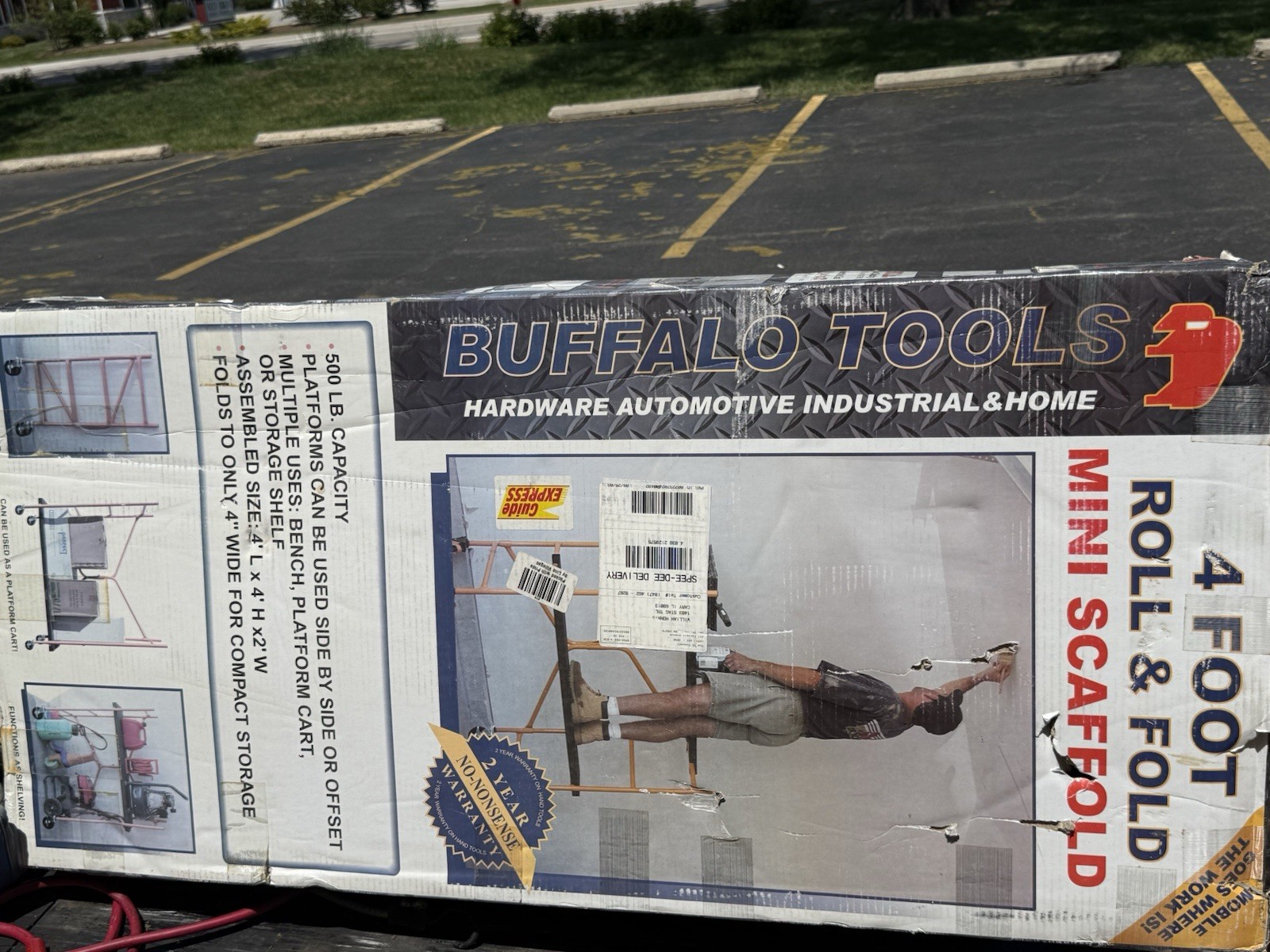 Buffalo Tools 4 Foot Roll & Fold Mini Scaffold 500 lb Capacity Platform Cart