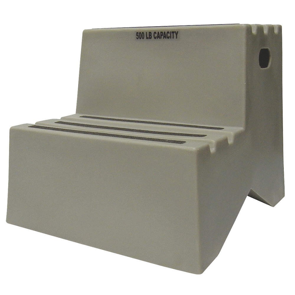DPI ST217-07 Step Stand,2 Steps,Polyethylene,Gray 38GT97