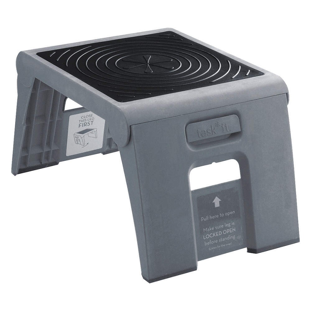 CRAMER 50051PK000082 Folding Step,Gray,300 lb Ld Cap.,Plastic 402F33