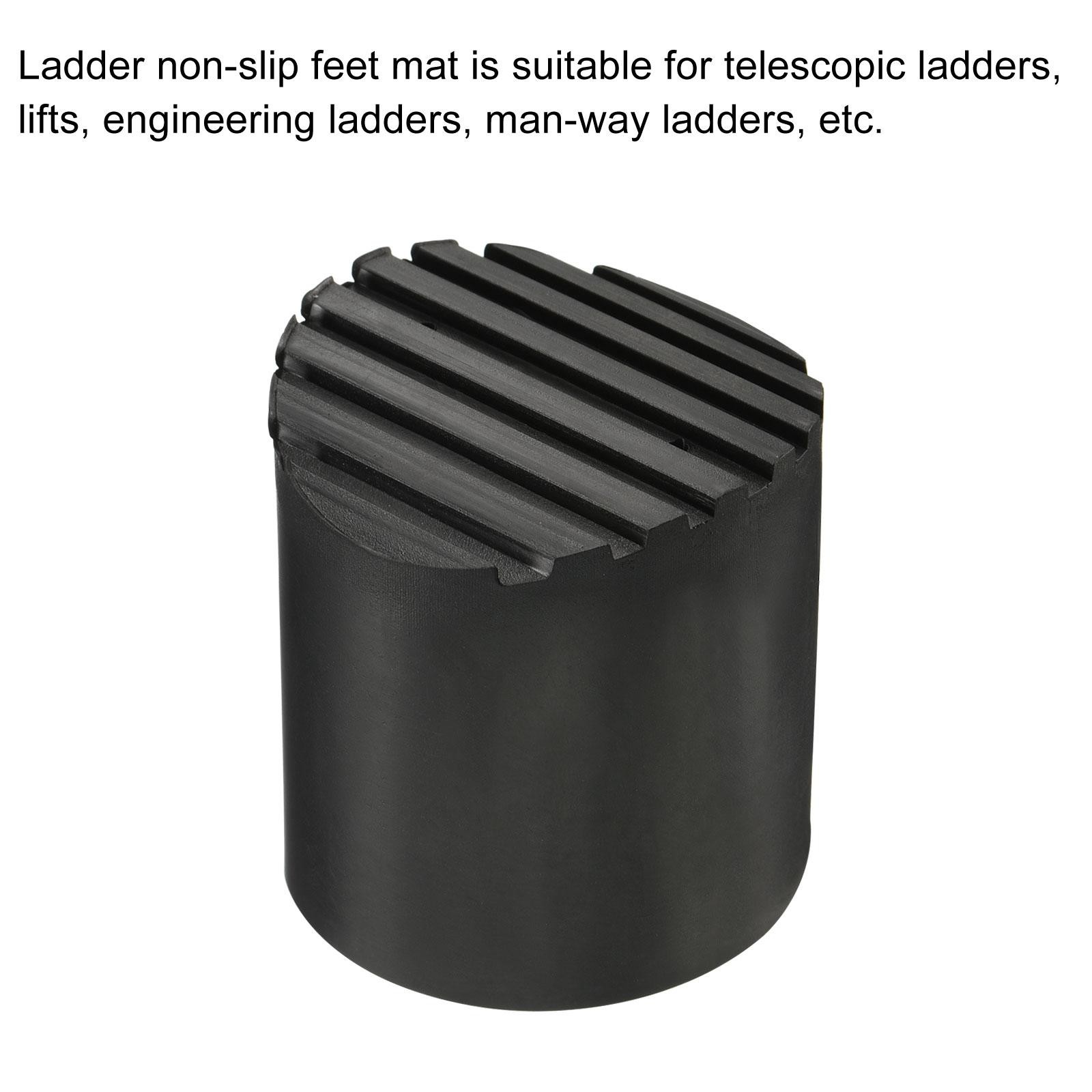 2Pcs 48mm ID Rubber Telescopic Ladder Non-Slip Feet Mat Pad Cover Cushion Black
