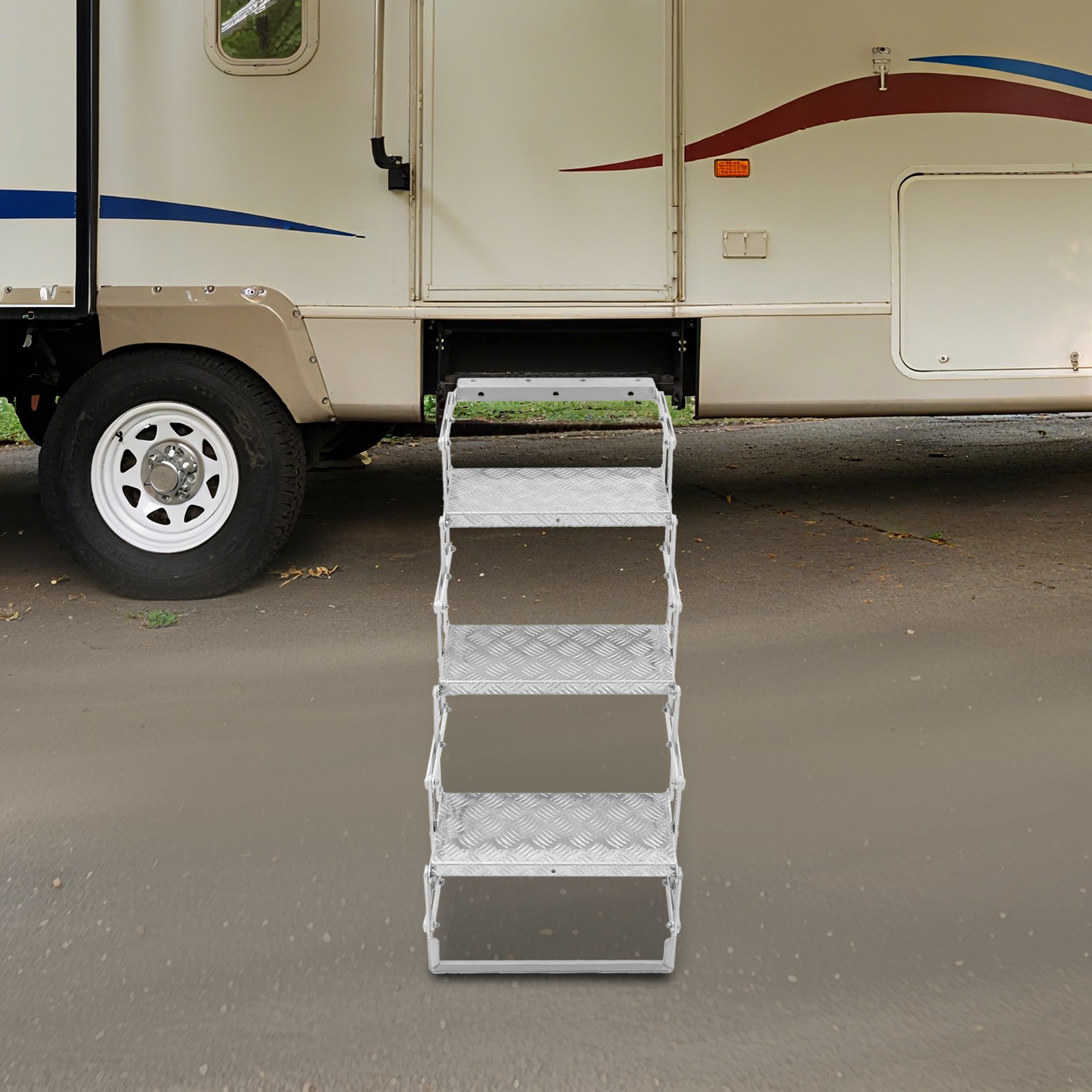 Aluminum Alloy Scissor Stairs Foldable Step Ladder 3 Steps Ladder for RV/Camper
