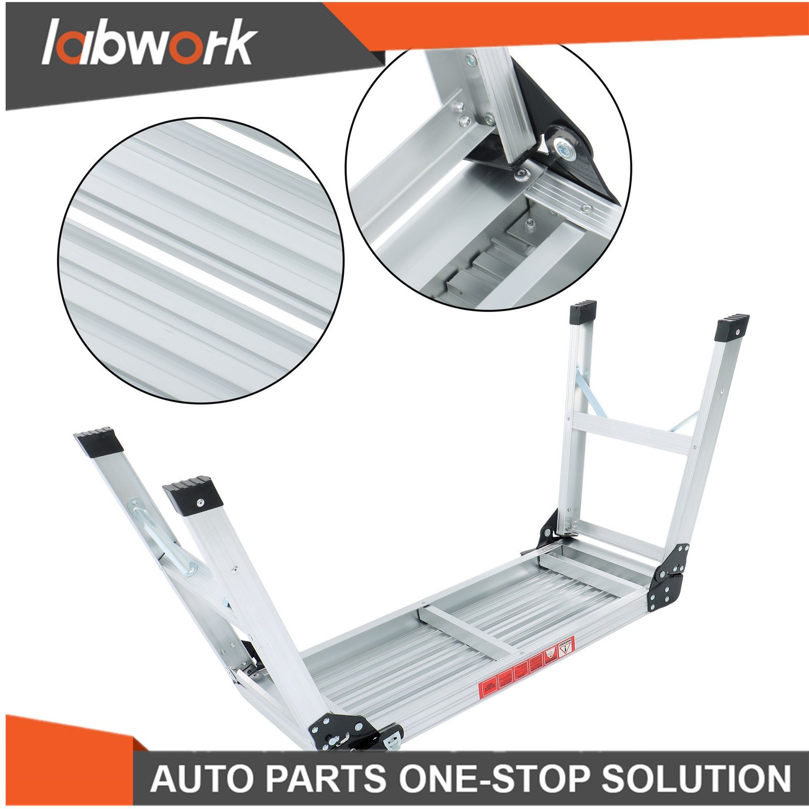 Labwork 330lb Aluminum Step Stool Non-slip Folding Work Platform Drywall Ladder