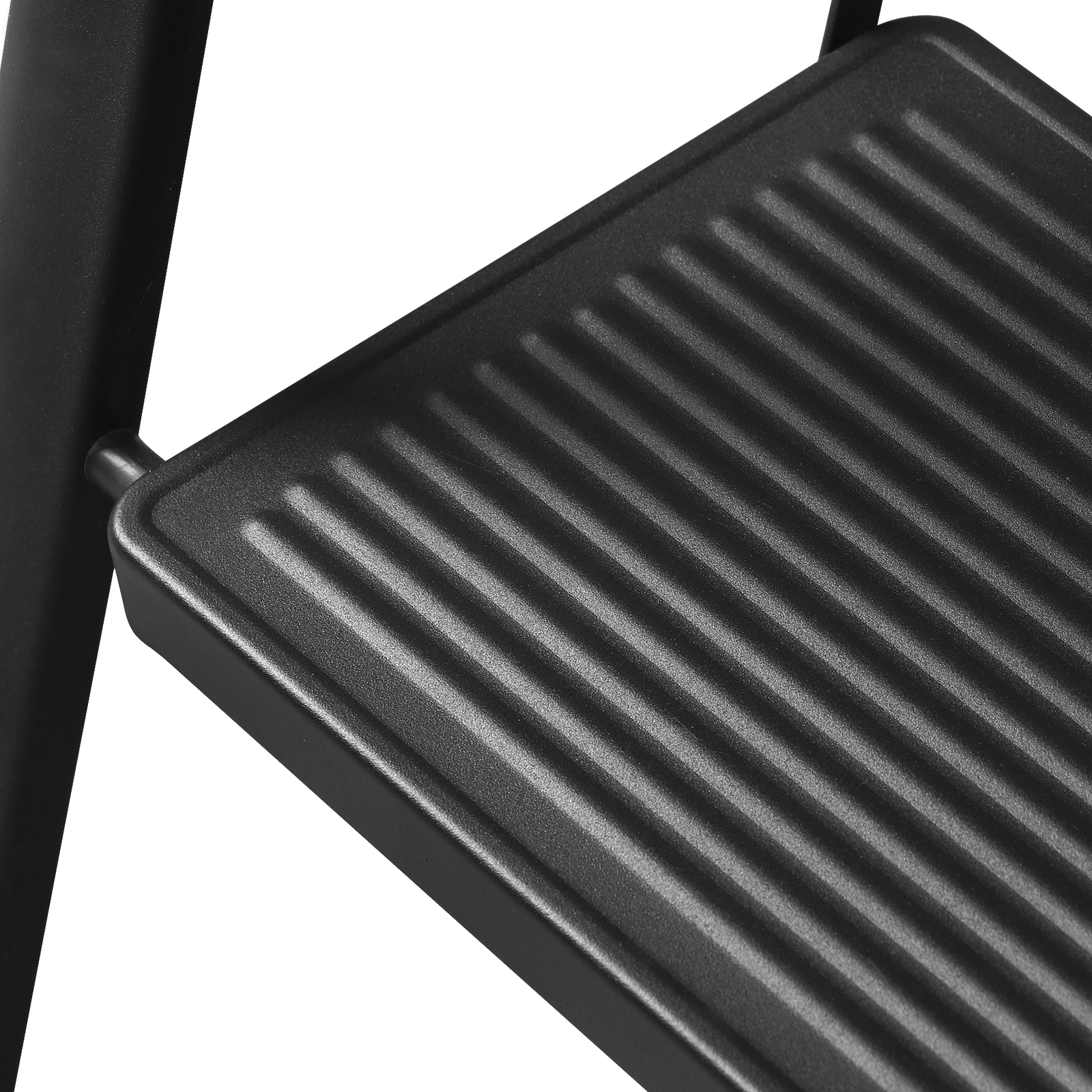 Foldable Three Step Ladder Easy To Store with Anti Slip Wide Pedals, Black