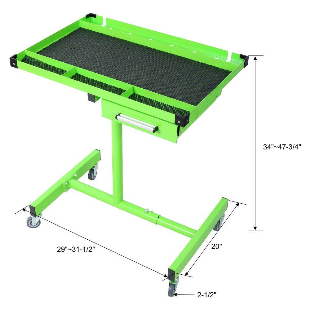 Green Heavy Duty Steel Adjustable Tear down Work Table with Drawer, 220 Pound Ca