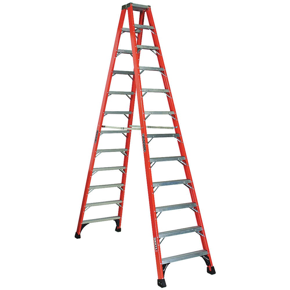 LOUISVILLE FM1412HD Twin Stepladder,Fbrgls,IAA,12ft,FM1400HD 1CMU1
